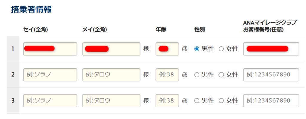 搭乗者情報