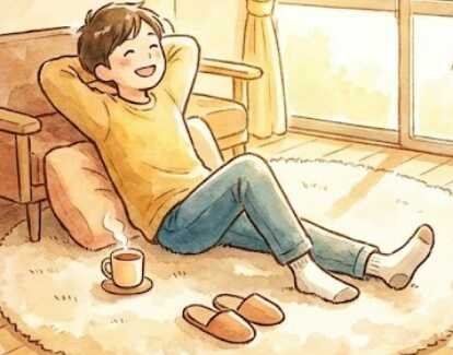 くつを脱ぐ快適な人