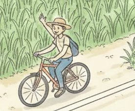 自転車で移動する人