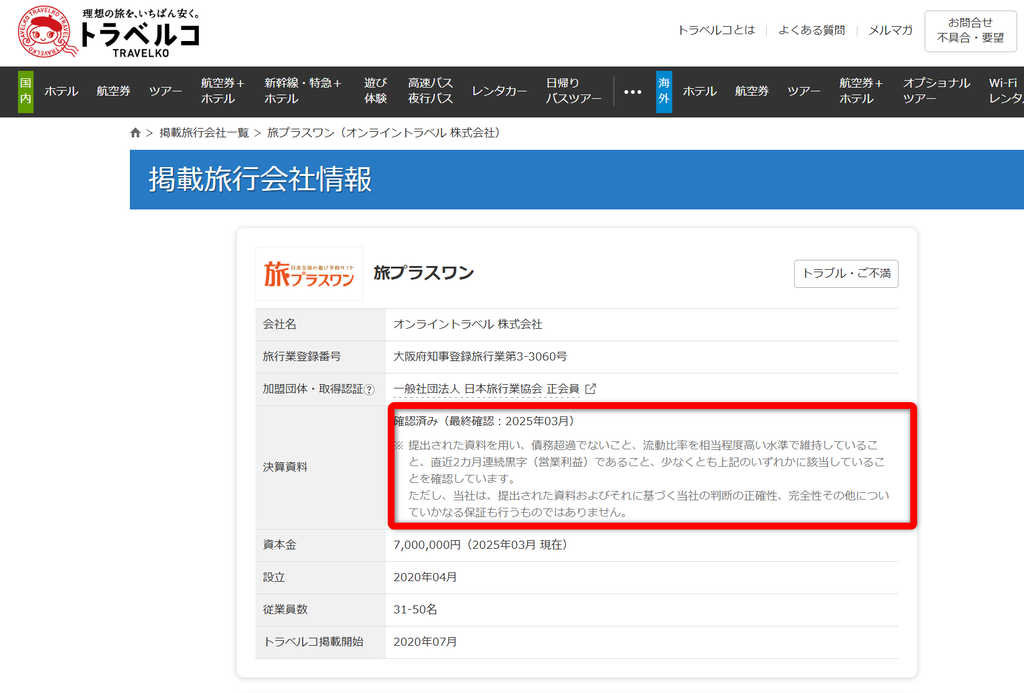 トラベルコの掲載